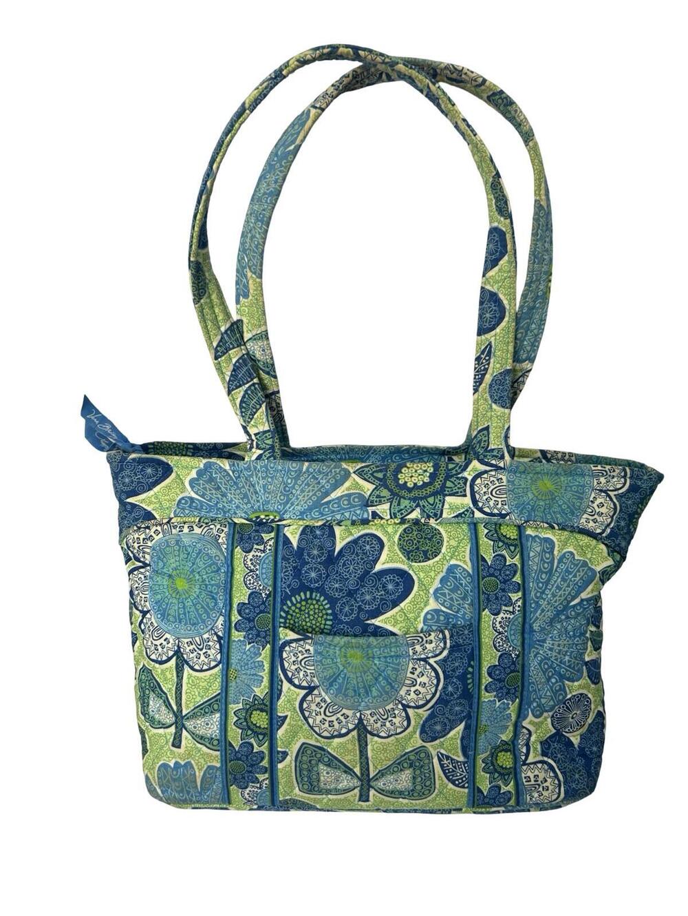 Vera Bradley Villager Tote Blue Rhapsody Floral Quilted Zip Bag